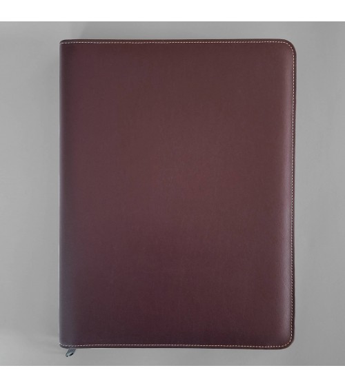 Porte-bloc zippé PA Garda format A4 bordeaux foncé, bloc-notes et boucle stylo
