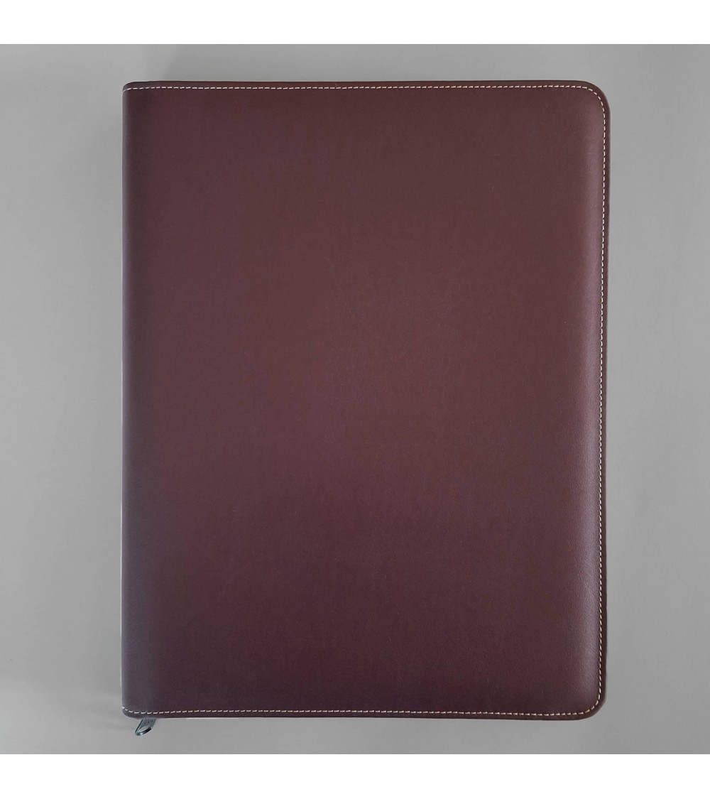 Porte-bloc zippé PA Garda format A4 bordeaux foncé, bloc-notes et boucle stylo