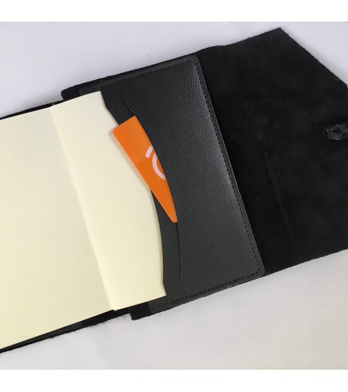Carnet rechargeable Manufactus Laccio, couverture cuir de veau noir