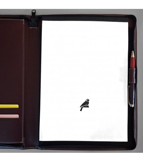 Porte-bloc zippé PA Garda format A4 bordeaux foncé, bloc-notes et boucle stylo
