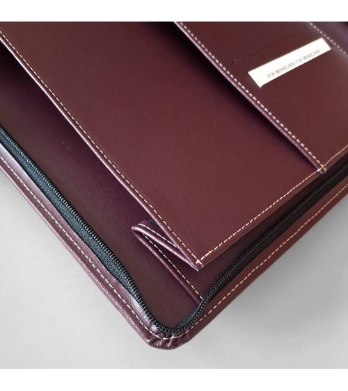 Porte-bloc zippé PA Garda format A4 bordeaux foncé, bloc-notes et boucle stylo