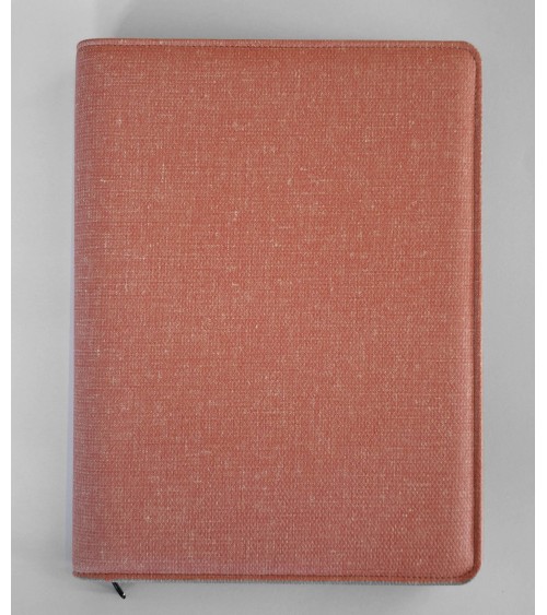 Porte-bloc zippé PA TEX format A4 corail, matériau synthétique