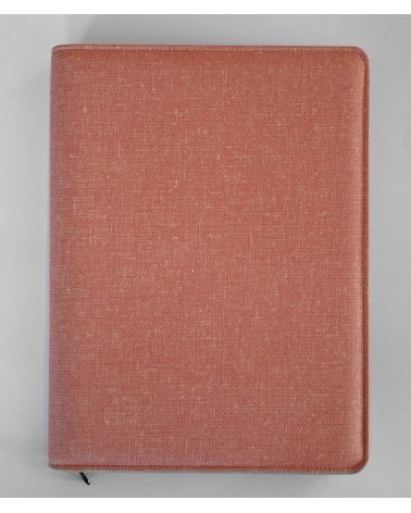 Porte-bloc zippé PA TEX format A4 corail, matériau synthétique