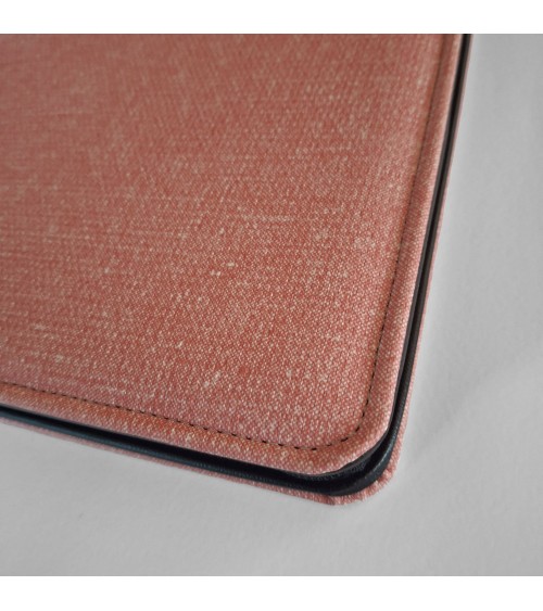 Porte-bloc zippé PA TEX format A4 corail, matériau synthétique