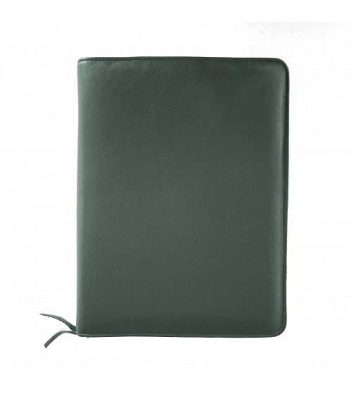Porte-bloc zippé PA Impulse format A5 cuir vert foncé, fabriqué en Allemagne