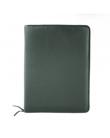 Porte-bloc zippé PA Impulse format A5 cuir vert foncé, fabriqué en Allemagne
