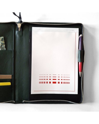 Porte-bloc zippé PA Impulse format A5 cuir vert foncé, fabriqué en Allemagne
