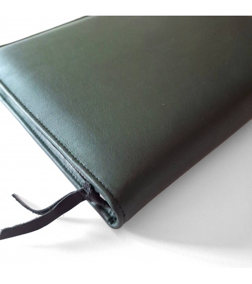 Porte-bloc zippé PA Impulse format A5 cuir vert foncé, fabriqué en Allemagne