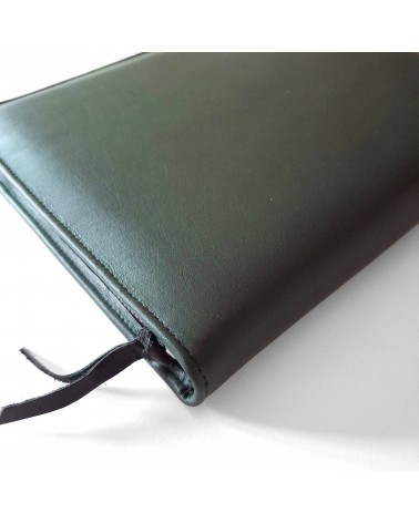 Porte-bloc zippé PA Impulse format A5 cuir vert foncé, fabriqué en Allemagne