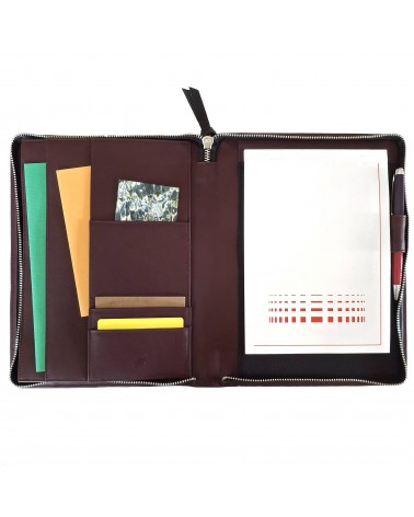 Porte-bloc zippé PA Impulse format A5 cuir bordeaux foncé, fabriqué en Allemagne