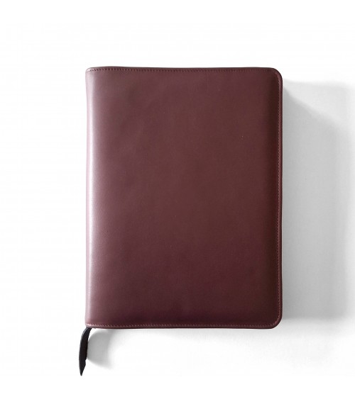 Porte-bloc zippé PA Impulse format A5 cuir bordeaux foncé, fabriqué en Allemagne