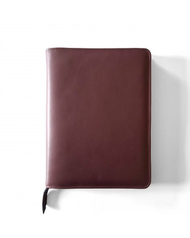 Porte-bloc zippé PA Impulse format A5 cuir bordeaux foncé, fabriqué en Allemagne