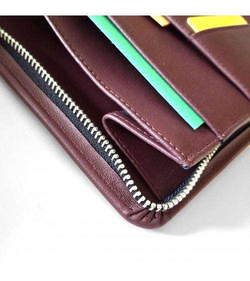 Porte-bloc zippé PA Impulse format A5 cuir bordeaux foncé, fabriqué en Allemagne