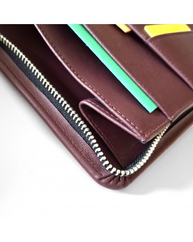 Porte-bloc zippé PA Impulse format A5 cuir bordeaux foncé, fabriqué en Allemagne
