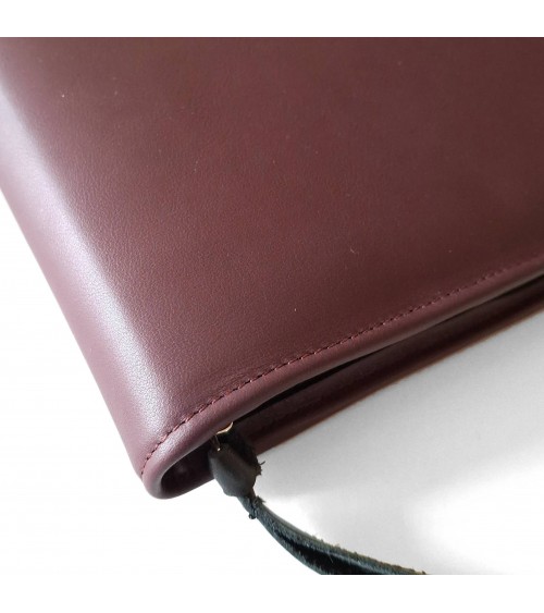 Porte-bloc zippé PA Impulse format A5 cuir bordeaux foncé, fabriqué en Allemagne