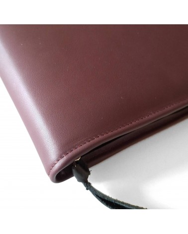 Porte-bloc zippé PA Impulse format A5 cuir bordeaux foncé, fabriqué en Allemagne