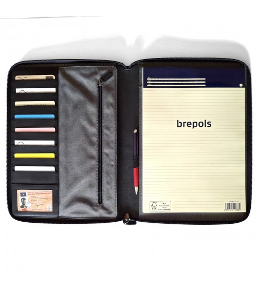 Porte-bloc et tablette Maverick zippé A4 cuir noir