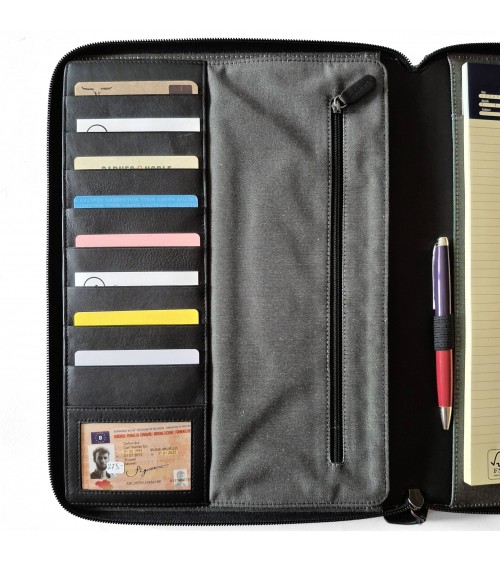 Porte-bloc et tablette Maverick zippé A4 cuir noir
