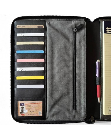 Porte-bloc et tablette Maverick zippé A4 cuir noir