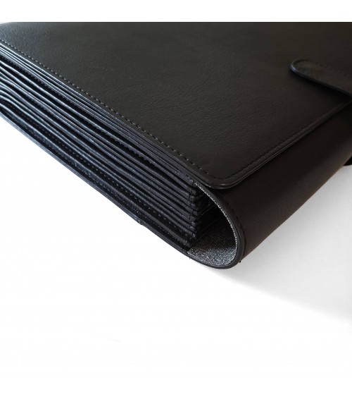 Porte-documents PA trieur 12 compartiments format A4 cuir noir