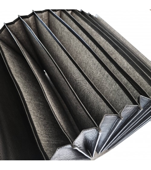Porte-documents PA trieur 12 compartiments format A4 cuir noir