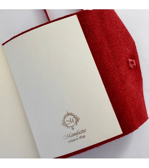 Carnet Manufactus Laccio, couverture cuir veau rouge, dernière page. L'Ecritoire design, Lausanne