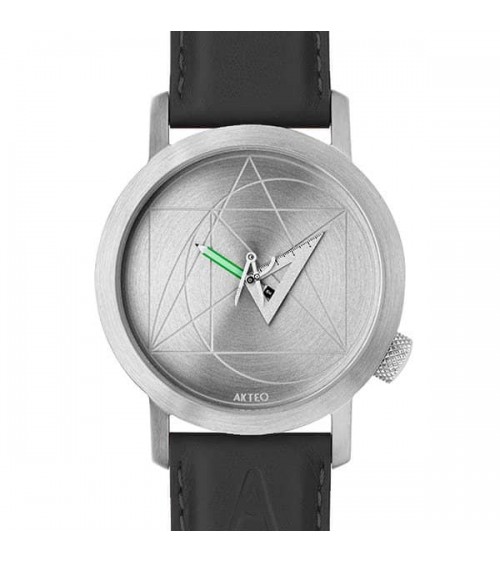 Montre AKTEO Architecte 42 Acier inox-Acier inox, bracelet cuir noir