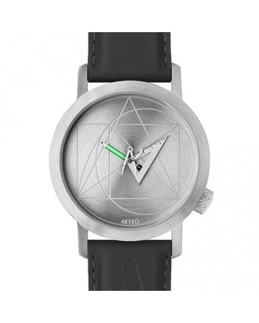 Montre AKTEO Architecte 42 Acier inox-Acier inox, bracelet cuir noir
