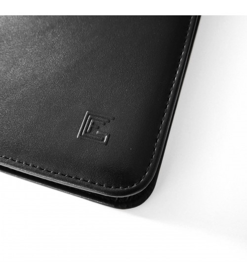 Porte-bloc zippé Cossa format A4 cuir noir, fabriqué en Italie