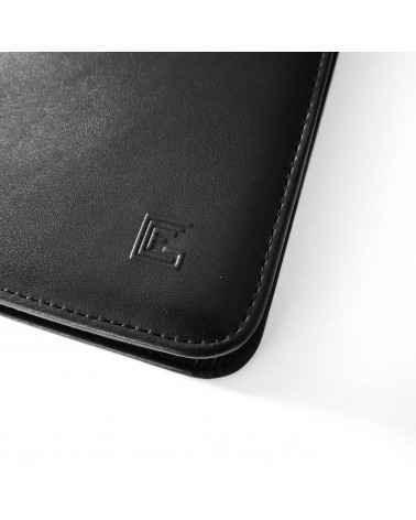 Porte-bloc zippé Cossa format A4 cuir noir, fabriqué en Italie