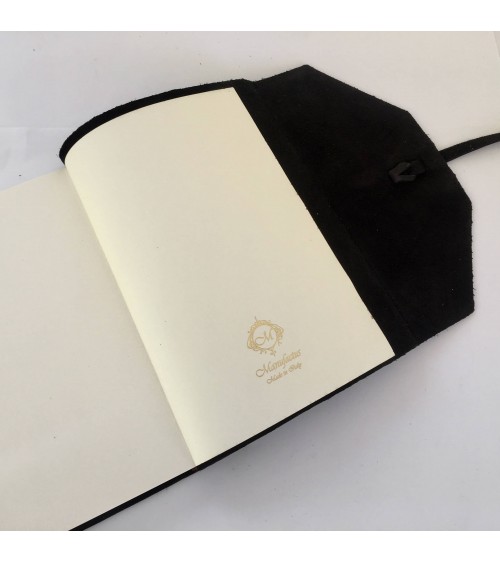 Carnet Manufactus Laccio, couverture cuir veau noir, dernière page. L'Ecritoire design, lausanne.