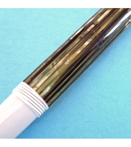 Stylo-plume à piston Pelikan M400 Ecaille de tortue Blanc, bec or bicolore 14 carats