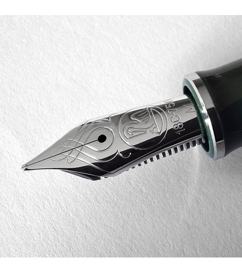 Stylo-plume à piston Pelikan M815 Metal Striped Green Green, édition spéciale, bec or 18 carats rhodié