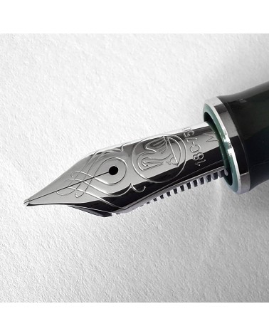 Stylo-plume à piston Pelikan M815 Metal Striped Green Green, édition spéciale, bec or 18 carats rhodié