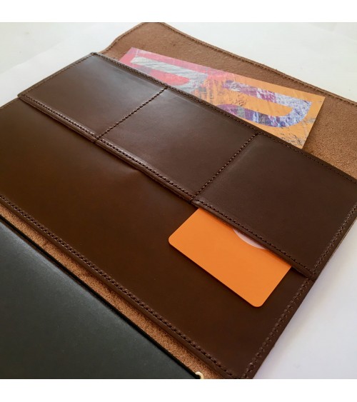 Intérieur de l'Organizer Louise Carmen avec pochettes pour cartes. L'Ecritoire design, Lausanne