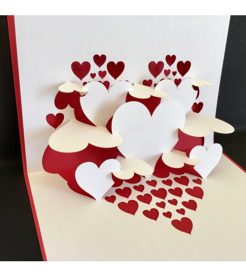 Carte Rifletto, Feuille de coeurs, fabriquée en Allemagne. L'Ecritoire design, Lausanne.