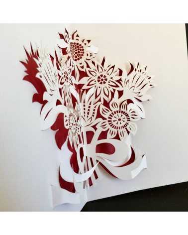 Carte Rifletto, Bouquet de fleurs, rouge, fabriquée en Allemagne. L'Ecritoire design, Lausanne.