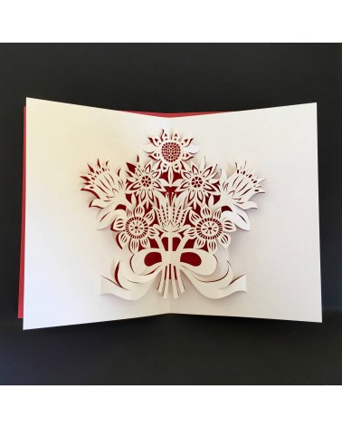 Carte Rifletto, Bouquet de fleurs, rouge, fabriquée en Allemagne. L'Ecritoire design, Lausanne.