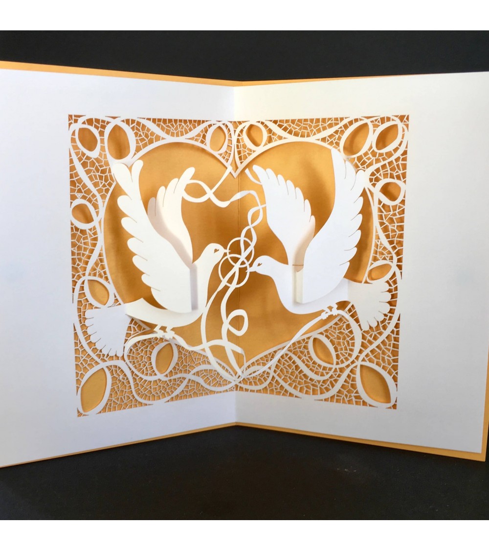 Carte Rifletto, Colombes, abricot, fabriquée en Allemagne. L'Ecritoire design, Lausanne.